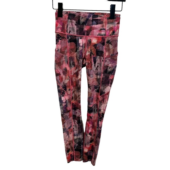Lululemn Fast And Free High Rise Legging Sun Dazed Multi Pink womens size 4 - Picture 3 of 7